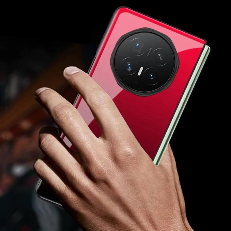 Capa para Honor Magic V6 5G com Padrão de Mármore, Vidro Temperado + Capa Híbrida em PC - Roxo / Ciano