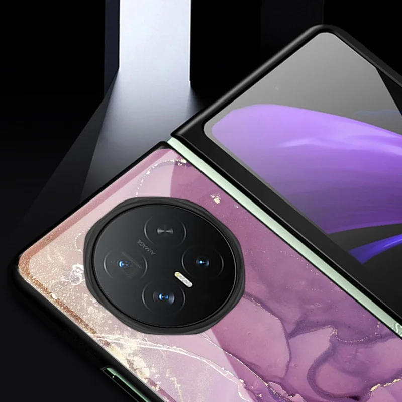Capa para Honor Magic V6 5G com Padrão de Mármore, Tampa Híbrida de Vidro Temperado + PC - Mármore Roxo Nobre