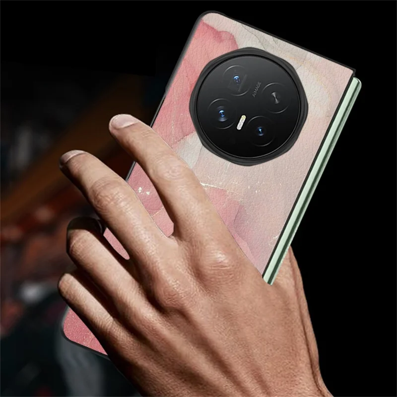 Capa para Honor Magic V6 5G com Textura de Mármore, Revestimento em Couro PU e Policarbonato, Capa para Telemóvel Dobrável - Mármore Roxo Nobre