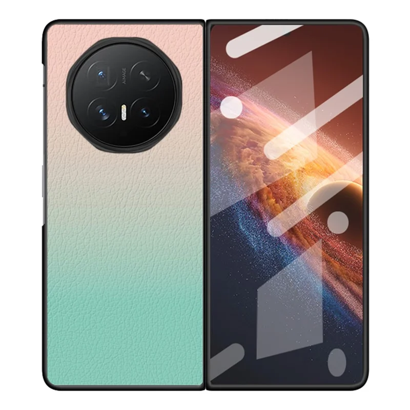 Capa para Honor Magic V6 5G, Estilo Empresarial Gradiente, Resistente a Choques, Revestida a PU com PC, Laranja / Verde