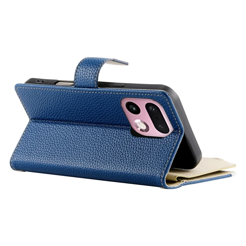 For Realme 16 Pro+ 5G Leather Case Zipper Wallet Color Splicing Flip Phone Cover with Straps - Dark Blue