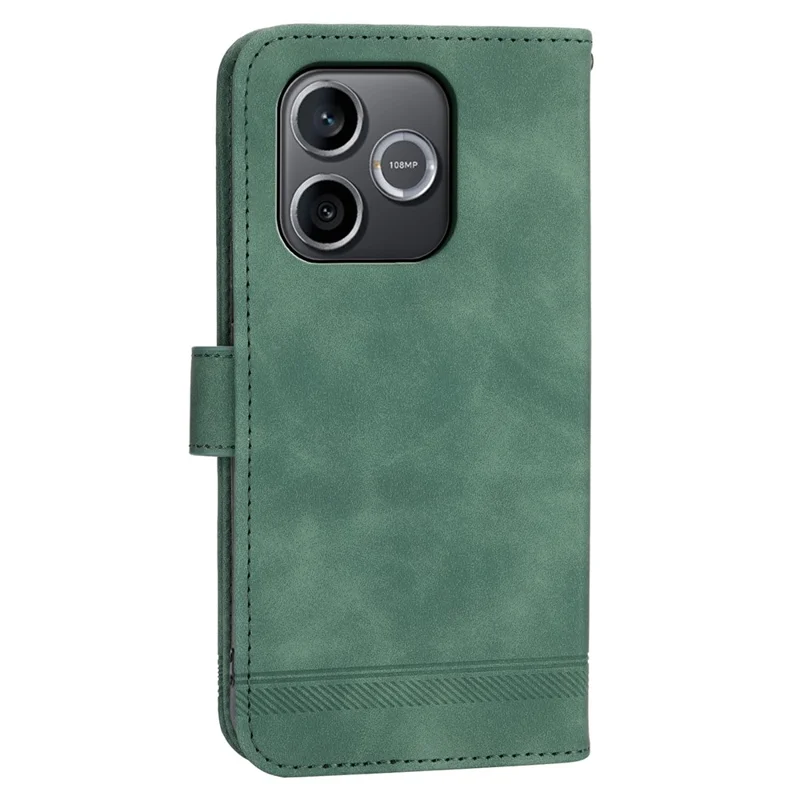 DIERFENG DF-03 For Honor 600 Lite 5G Leather Case Lines Imprint Wallet Phone Cover with Wrist Strap - Green