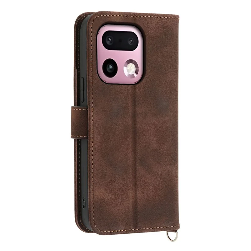 For Realme 16 Pro+ 5G Wallet Case Flower Pattern PU Leather Phone Cover with Strap - Brown