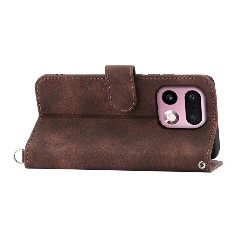 For Realme 16 Pro+ 5G Wallet Case Flower Pattern PU Leather Phone Cover with Strap - Brown