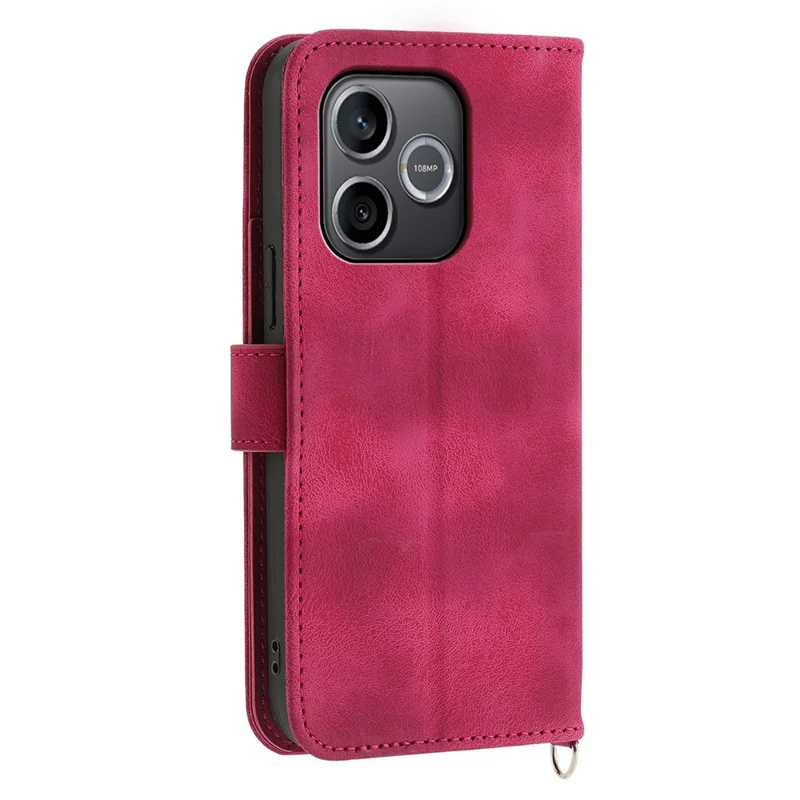 Cover portafoglio per Honor 600 Lite 5G con motivo floreale, custodia in pelle PU con tracolla - Rosso vino