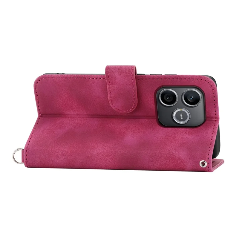 Cover portafoglio per Honor 600 Lite 5G con motivo floreale, custodia in pelle PU con tracolla - Rosso vino