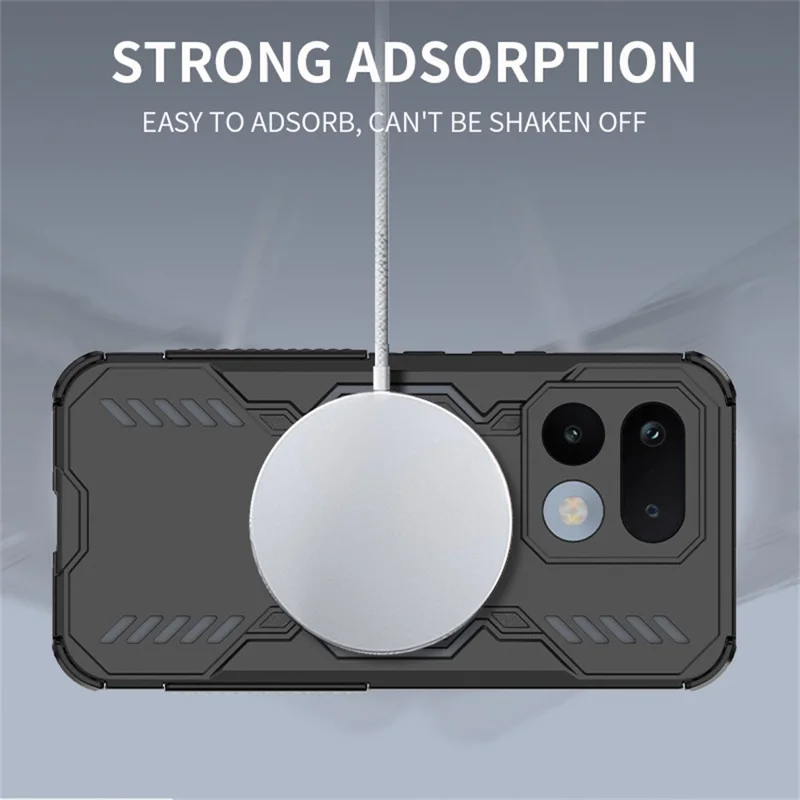 For Realme 16 Pro 5G Magnetic Case Butterfly Armor Hollow Heat Dissipation PC + TPU Phone Cover - Black