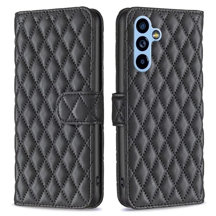 BINFEN COLOR BF Estilo-14 para Samsung Galaxy A54 5G Funda de teléfono con cartera Diseño impreso de rombo Funda protectora Cierre magnético Funda de piel sintética con soporte - Negro