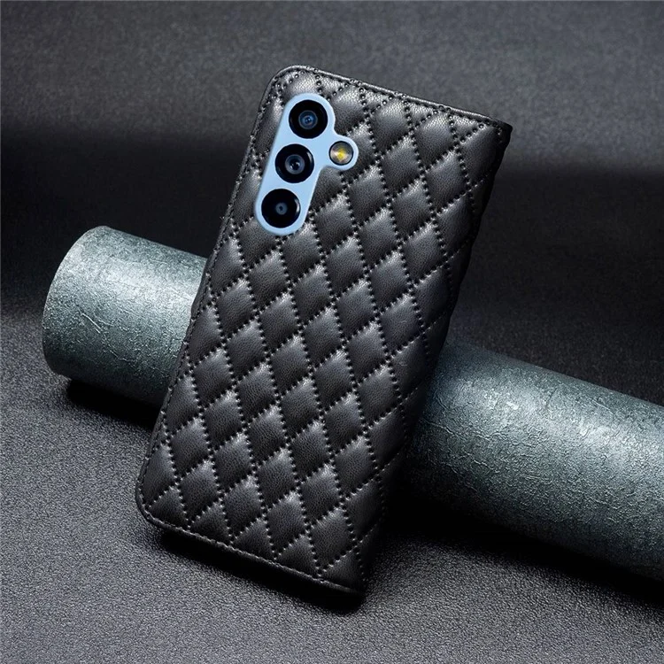 BINFEN COLOR BF Estilo-14 para Samsung Galaxy A54 5G Funda de teléfono con cartera Diseño impreso de rombo Funda protectora Cierre magnético Funda de piel sintética con soporte - Negro