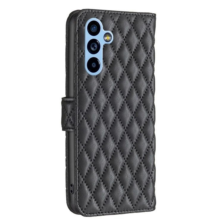 BINFEN COLOR BF Estilo-14 para Samsung Galaxy A54 5G Funda de teléfono con cartera Diseño impreso de rombo Funda protectora Cierre magnético Funda de piel sintética con soporte - Negro