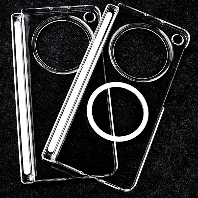 For Oppo Find N6 5G Magnetic Case Single Axis Hinge UV Coating PC Phone Cover - Transparent