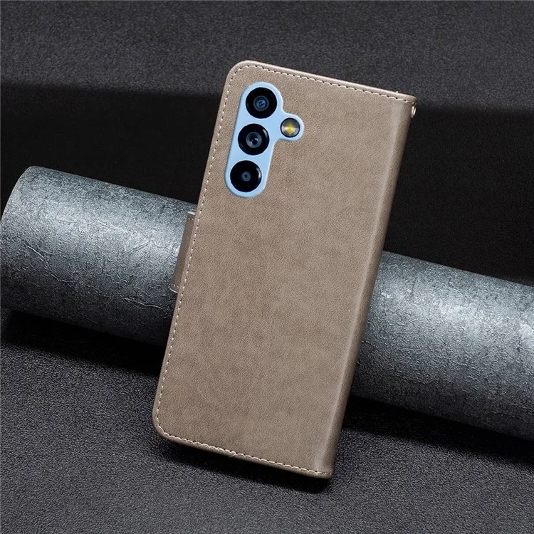 For Samsung Galaxy A54 5G Wallet Case Imprinted Butterflies Leather Phone Cover with Strap - Grey