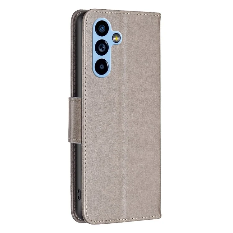 For Samsung Galaxy A54 5G Wallet Case Imprinted Butterflies Leather Phone Cover with Strap - Grey