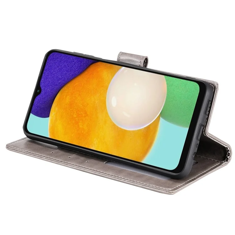 Para Samsung Galaxy A54 5G Capa de carteira com estampa de flor de mandala impressa Capa flip de couro PU com suporte magnético - Cinza