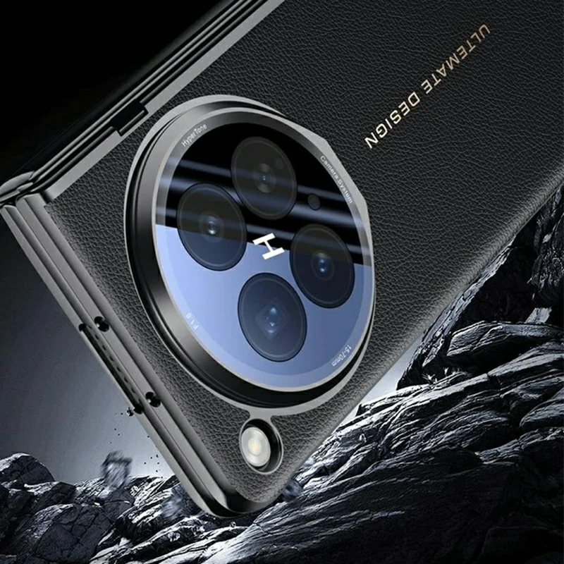 For Oppo Find N6 5G Case with Tempered Glass Screen Protector Lens Kickstand Electroplated Phone Cover - Black