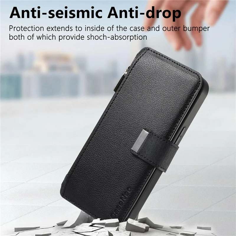 CASENEO MW-02 For Samsung Galaxy S26+ Case Detachable Magnetic Leather Flip Cover - Black