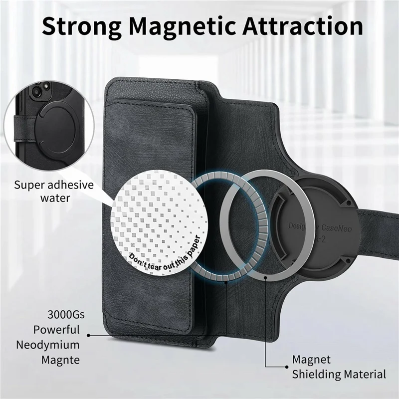 CASENEO MW-02 For Samsung Galaxy S26+ Case Detachable Magnetic Leather Flip Cover - Black