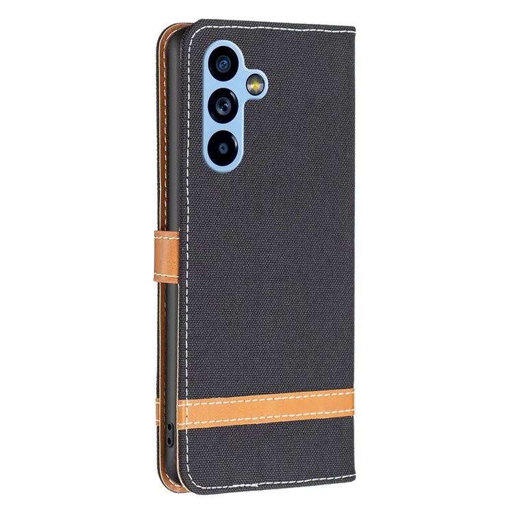 BF Leather Series-2 pour Samsung Galaxy A54 5G Jeans Cloth Texture PU Leather Housse de protection Couleur Splicing Wallet Stand - Noir