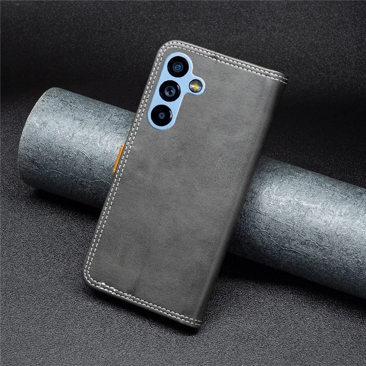 BINFEN COLOR for Samsung Galaxy A54 5G Leather Case with Card Holder Color Splicing Phone Stand Cover - Black