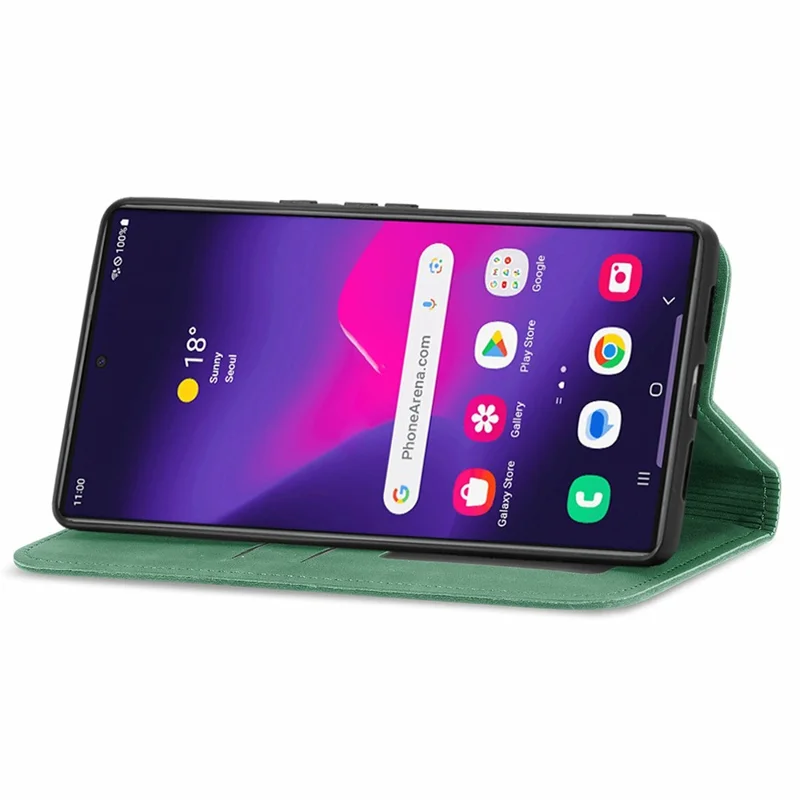 For Samsung Galaxy S26 Ultra Leather Case with Card Holder Magnetic Absorption Phone - Green