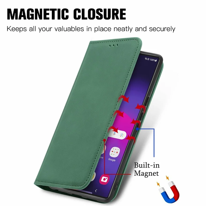 For Samsung Galaxy S26 Ultra Leather Case with Card Holder Magnetic Absorption Phone - Green