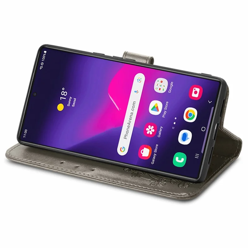 For Samsung Galaxy S26 Ultra Leather Case Four-Leaf Clover Wallet Phone Coverv - Grey