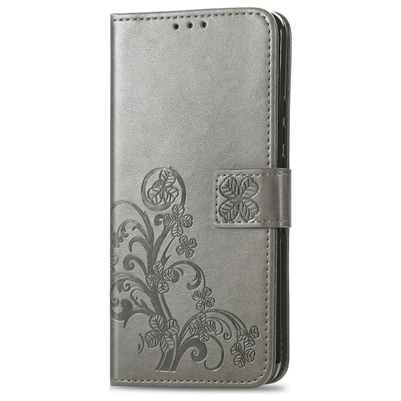 For Samsung Galaxy S26 Ultra Leather Case Four-Leaf Clover Wallet Phone Coverv - Grey