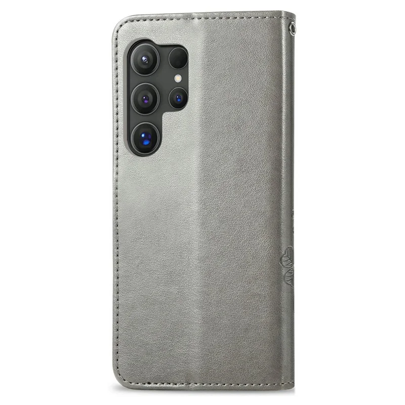 For Samsung Galaxy S26 Ultra Leather Case Four-Leaf Clover Wallet Phone Coverv - Grey