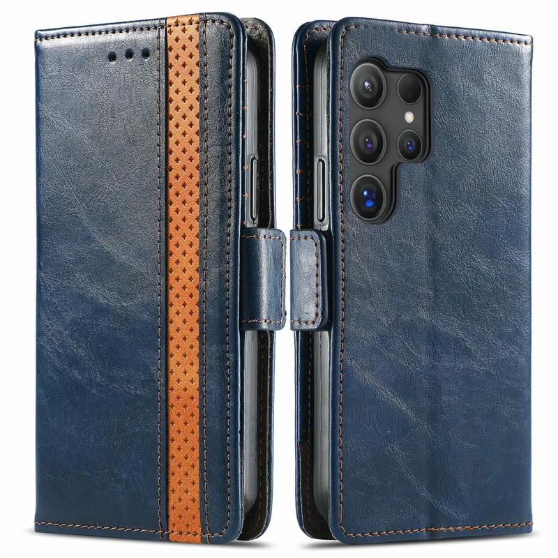 CASENEO For Samsung Galaxy S26 Ultra Phone Cases PU Leather Cover Stand with RFID Blocking Wallet - Dark Blue