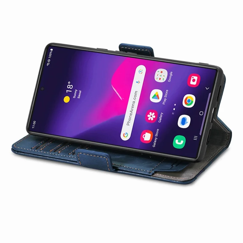 CASENEO For Samsung Galaxy S26 Ultra Phone Cases PU Leather Cover Stand with RFID Blocking Wallet - Dark Blue