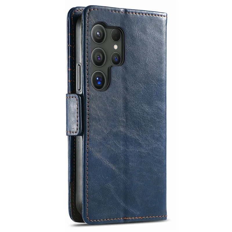 CASENEO For Samsung Galaxy S26 Ultra Phone Cases PU Leather Cover Stand with RFID Blocking Wallet - Dark Blue