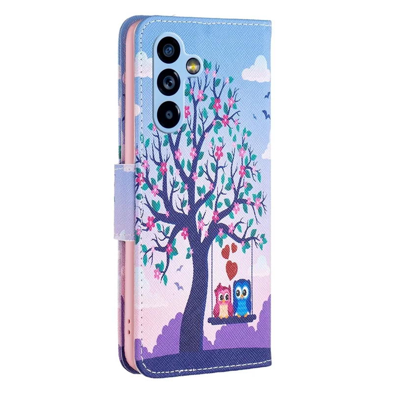 For Samsung Galaxy A54 5G Leather Case Pattern Printing Wallet Stand Flip Mobile Cover - Two Owls