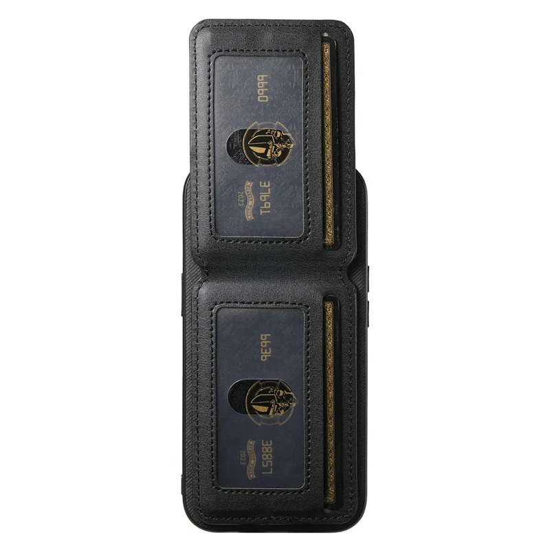 For Samsung Galaxy S26 Ultra Phone Case Cloth Texture Leather + PC + TPU Cover with RFID Blocking Card Holder - Black