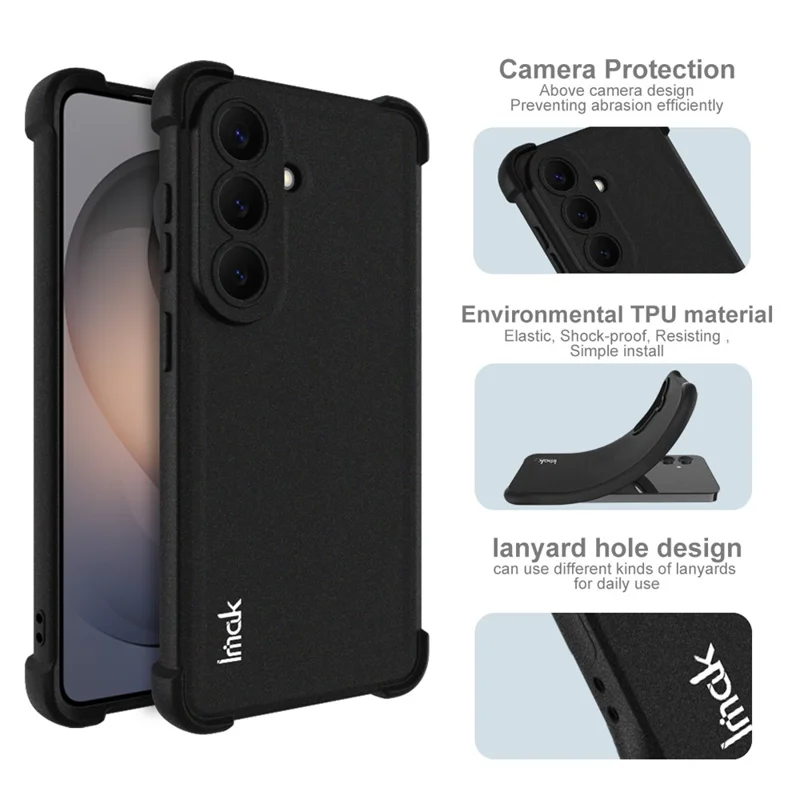 IMAK For Samsung Galaxy S26 Case TPU Phone Cover Airbag Shockproof Protection - Matte Black
