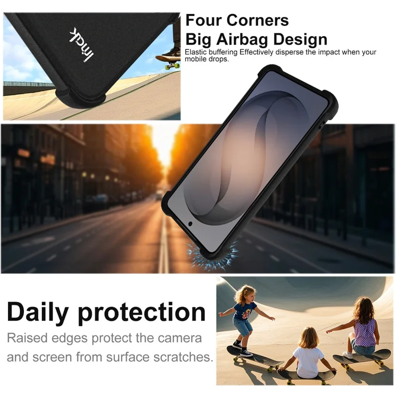 IMAK For Samsung Galaxy S26+ Case TPU Phone Cover Airbag Shockproof Protection - Matte Black