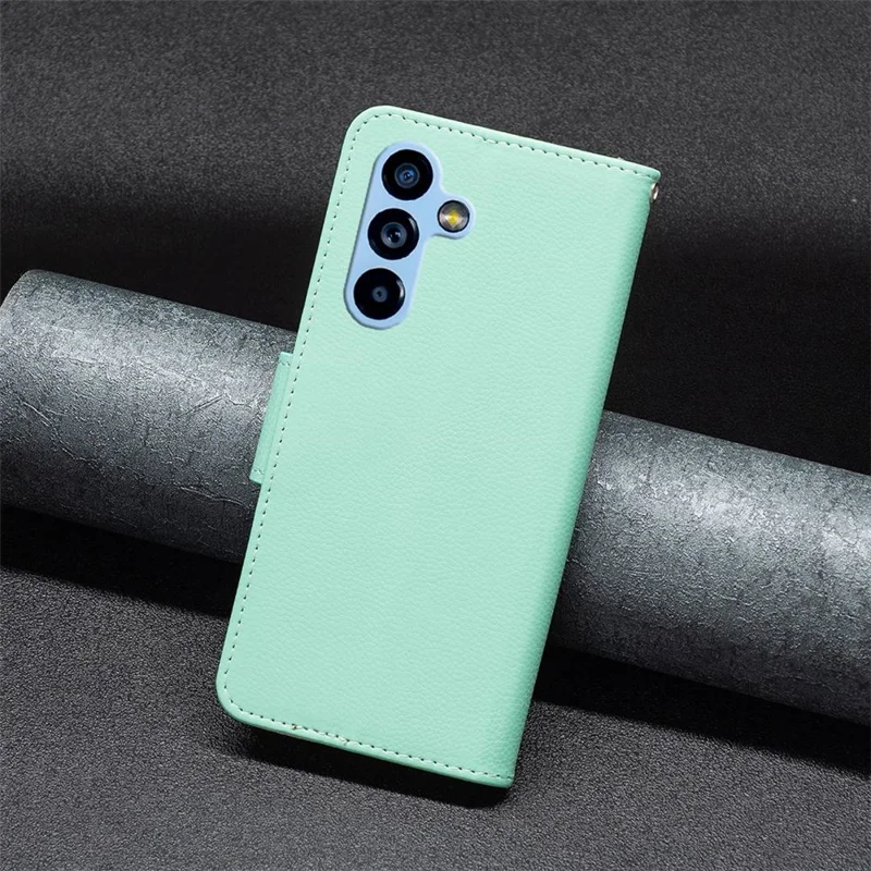 For Samsung Galaxy A54 5G Wallet Case Litchi Texture Flip Leather Mobile Cover Stand with Strap - Green
