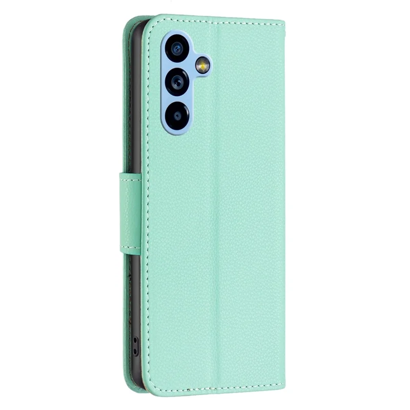 For Samsung Galaxy A54 5G Wallet Case Litchi Texture Flip Leather Mobile Cover Stand with Strap - Green