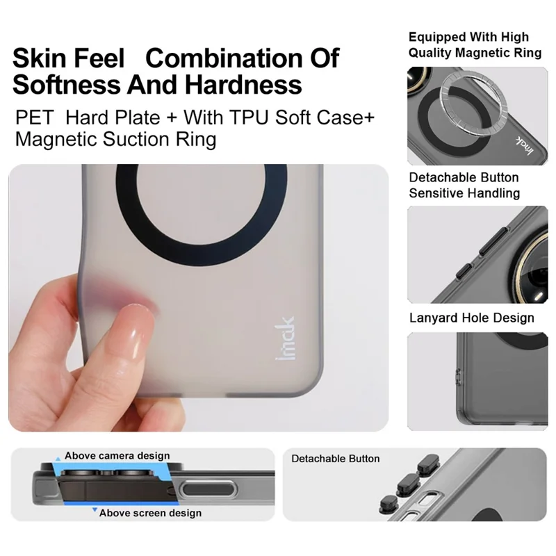 Obudowa IMAK z magnesem do Huawei Mate 80 Pro Max, tylna osłona PC + TPU na telefon - Czarny