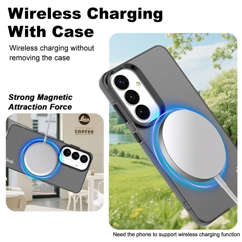 IMAK Para Samsung Galaxy S26+ Capa Magnética Cor de Açúcar Anti Queda TPU + PET - Preto