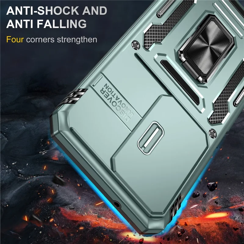 Xiaomi 15 hylster med støtte, skydelås til kamera, beskyttelsesdæksel til PC + TPU, faldsikker telefonbeskyttelse - Grøn