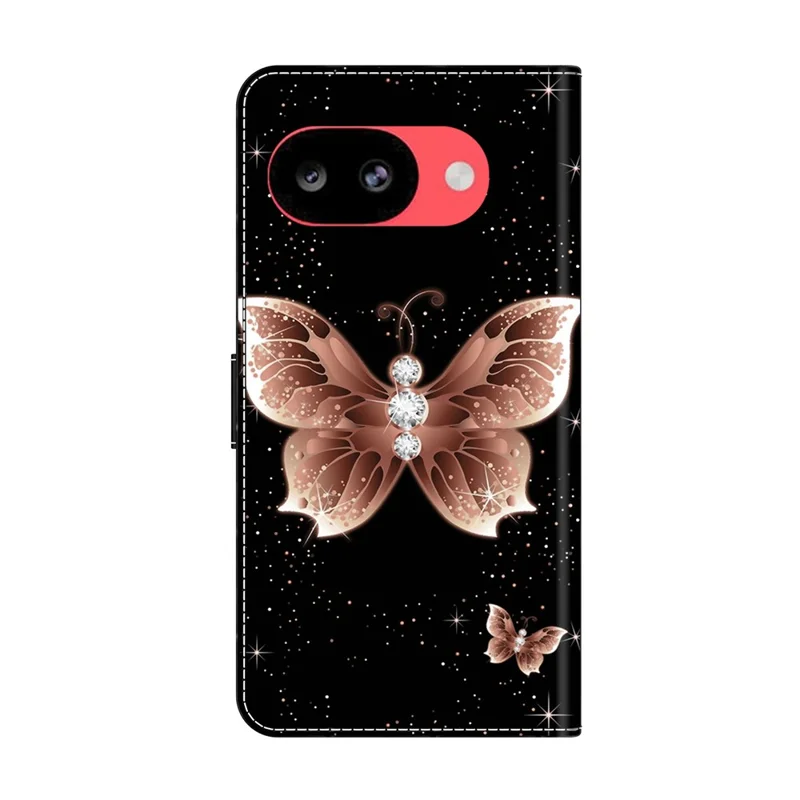 Wallet Case For Google Pixel 10a 3D Pattern PU Leather Phone Cover with Stand - Pink Diamond Butterfly