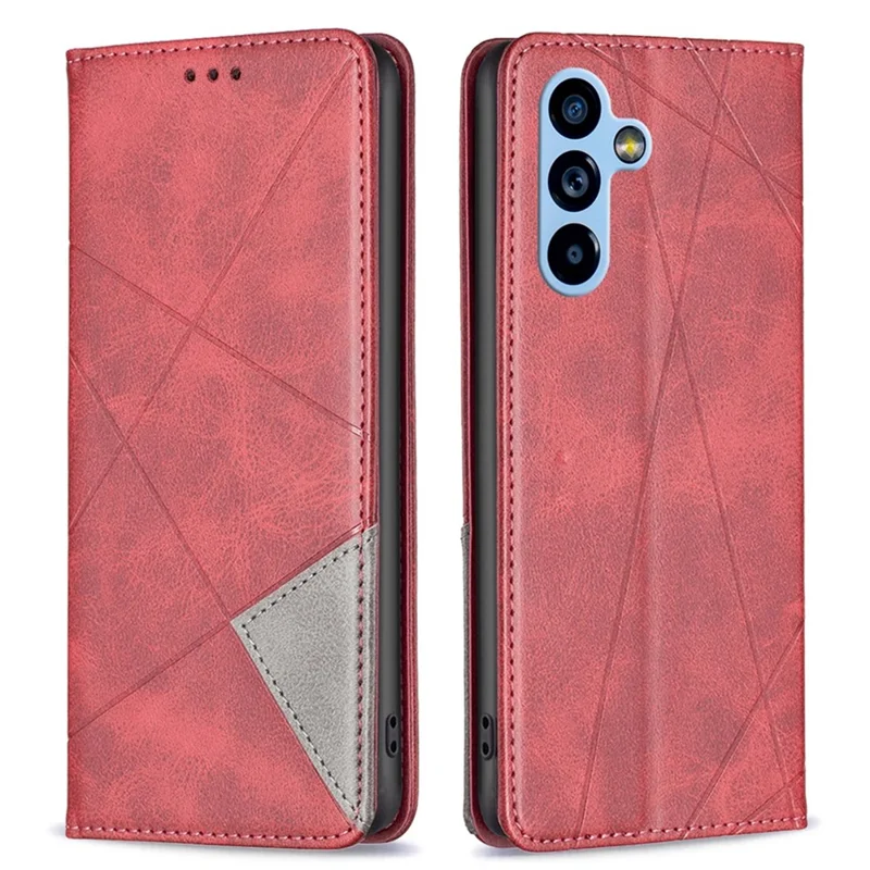 For Samsung Galaxy A54 5G Leather Case with Card Holder Imprinting Pattern Phone Stand Cover - Red