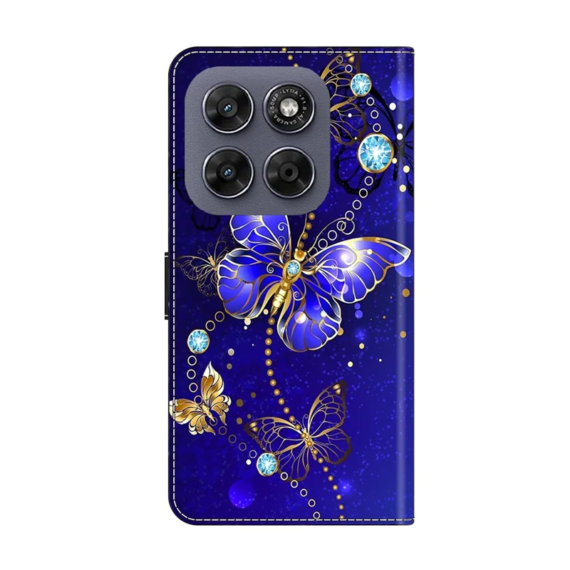 Wallet Case For Motorola Moto G17 4G 3D Pattern PU Leather Phone Cover with Stand - Diamond Butterfly