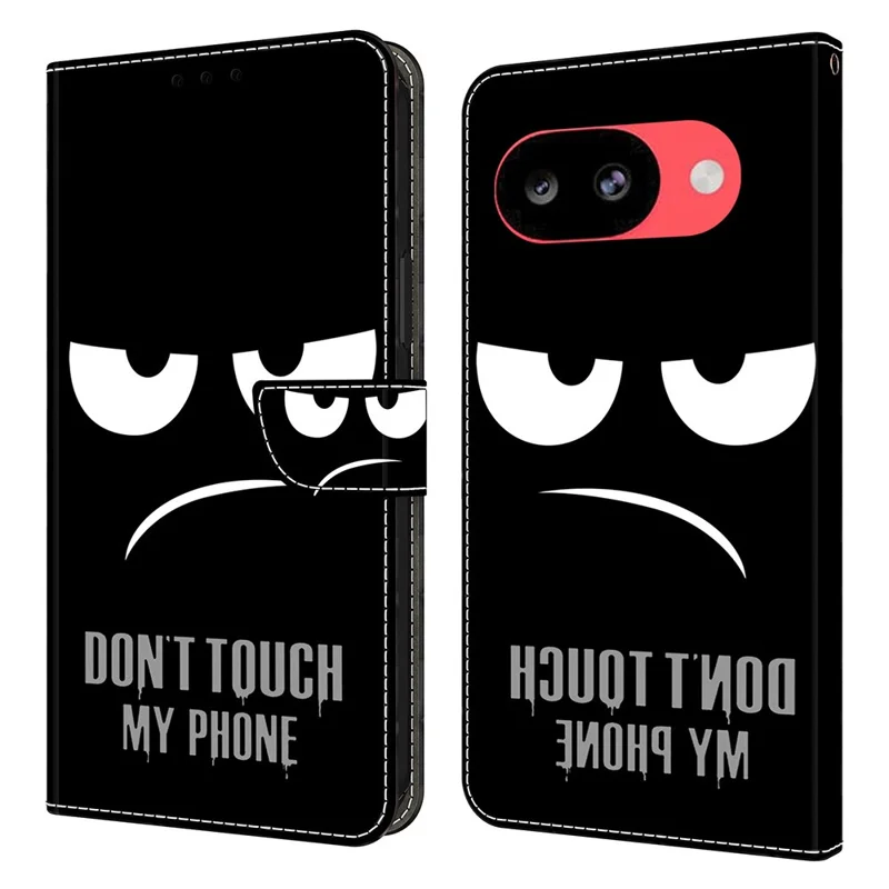 For Google Pixel 10a Case Magnetic Clasp 3D Pattern Leather Wallet Phone Cover - Don't Touch My Phone