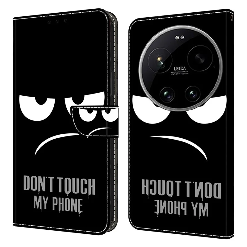 For Xiaomi 17 Ultra 5G Case Magnetic Clasp 3D Pattern Leather Wallet Phone Cover - Don't Touch My Phone
