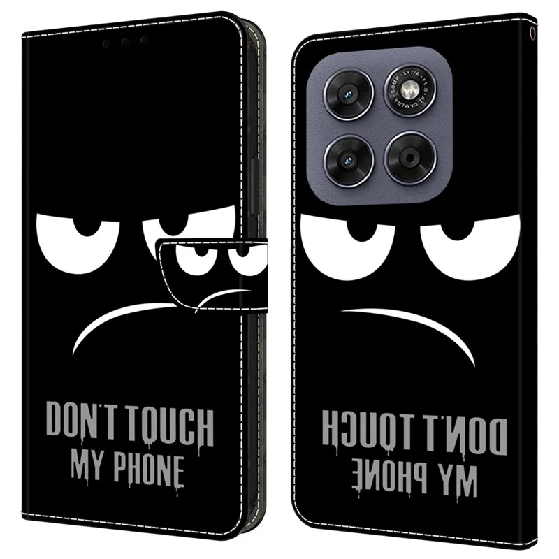 Wallet Case For Motorola Moto G57 5G Magnetic Clasp 3D Pattern Leather Phone Cover - Don't Touch My Phone