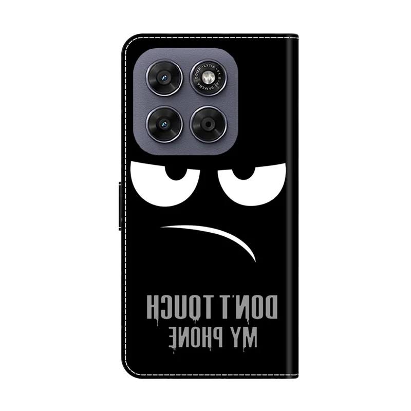 Wallet Case For Motorola Moto G57 5G Magnetic Clasp 3D Pattern Leather Phone Cover - Don't Touch My Phone