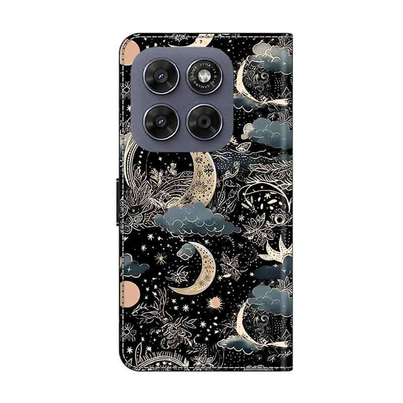 Wallet Case For Motorola Moto G17 Power 4G / G17 4G / G15 4G / G15 Power 4G PU Leather Phone Cover with Stand - Moon