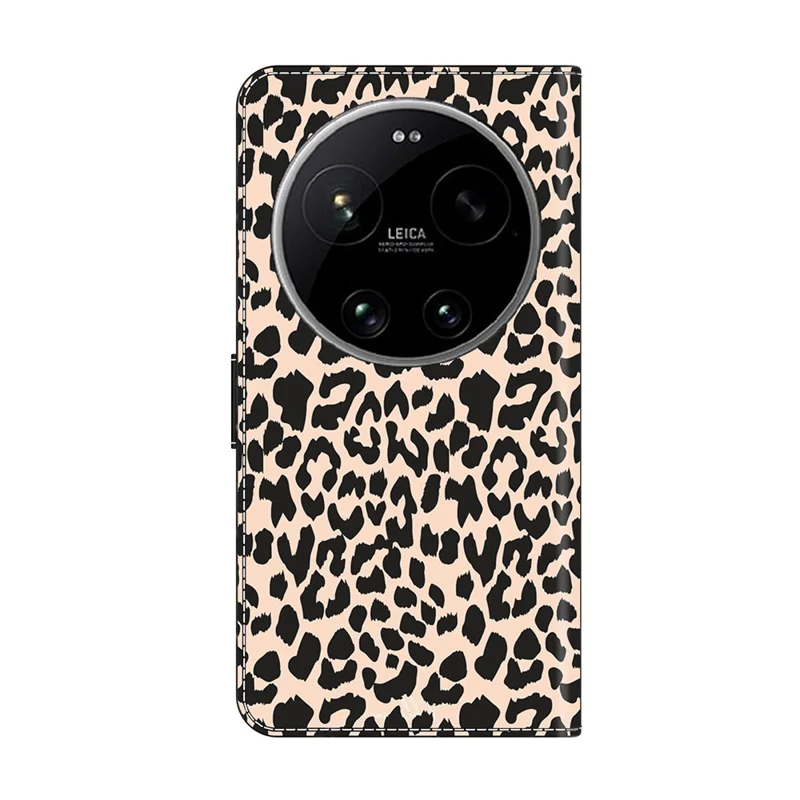 Phone Case For Xiaomi 17 Ultra 5G Pattern Printed TPU + PU Leather Flip Cover with Card Slot - Leopard Print