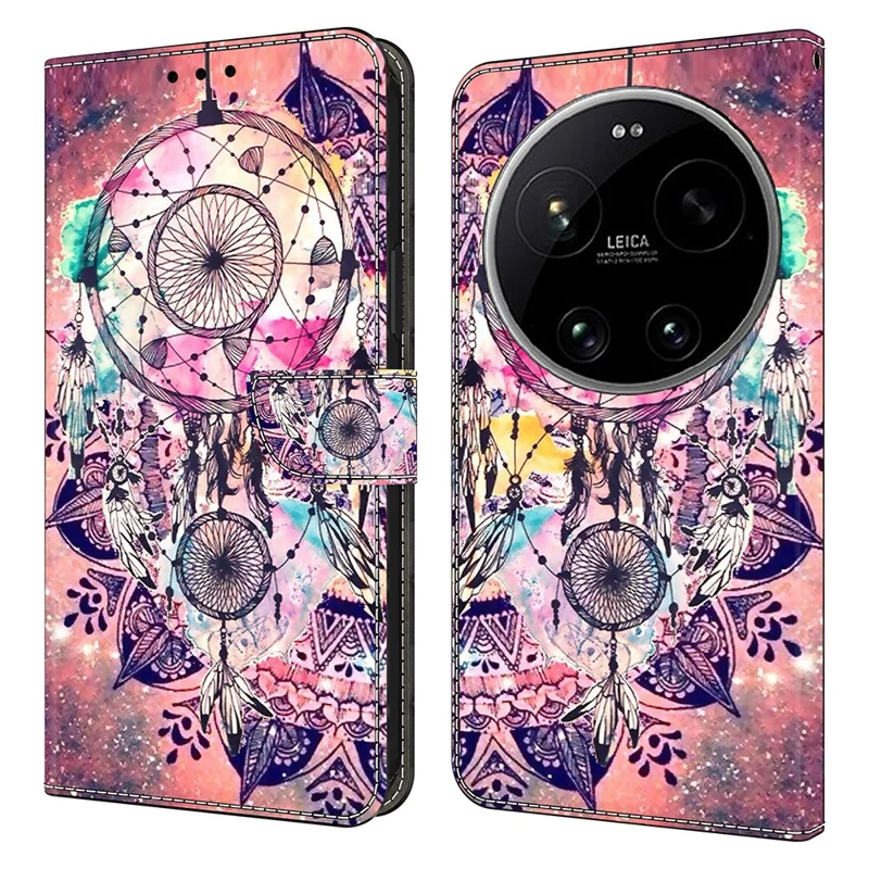 Wallet Case For Xiaomi 17 Ultra 5G Pattern Printing Stand Leather Flip Phone Cover - Wind Chime